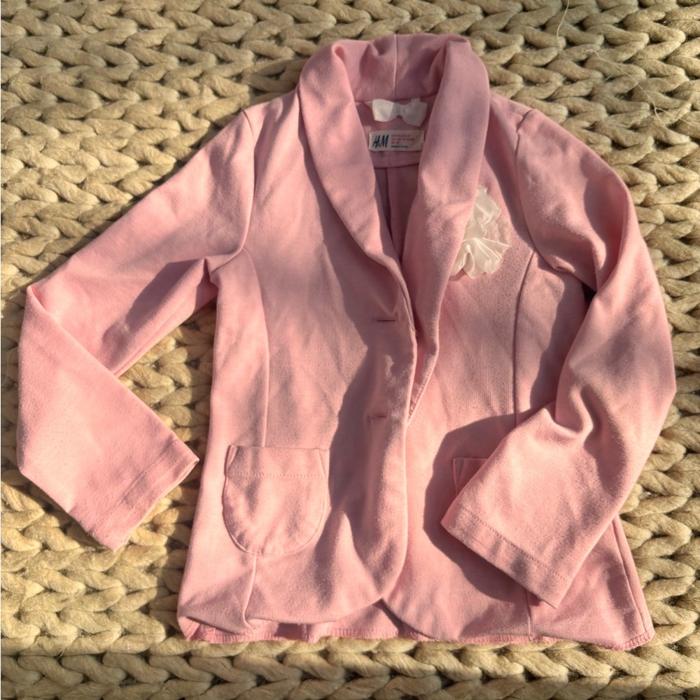 Pink jersey blazer with flower